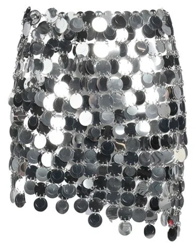 Rabanne Woman Mini Skirt Silver Size 8 Plastic, Brass