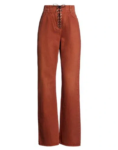 Rabanne Woman Pants Brown Size 27 Cotton