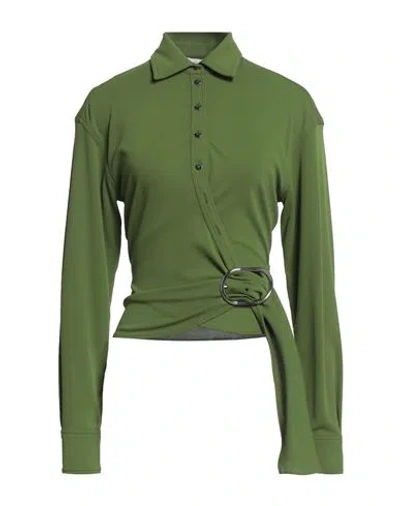 Rabanne Woman Shirt Green Size 8 Viscose, Polyamide, Elastane