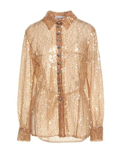 Rabanne Woman Shirt Sand Size 8 Polyester, Polyamide, Elastane In Brown