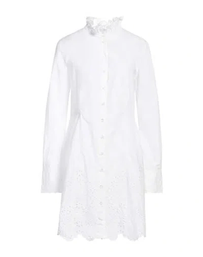 Rabanne Poplin Sangallo Mini Shirt Dress In White