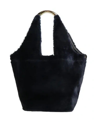 Rabanne Woman Shoulder Bag Midnight Blue Size - Shearling, Leather