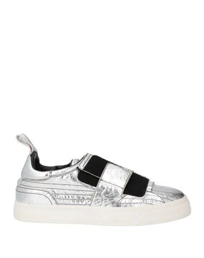 Rabanne Woman Sneakers Silver Size 7 Leather In Gray