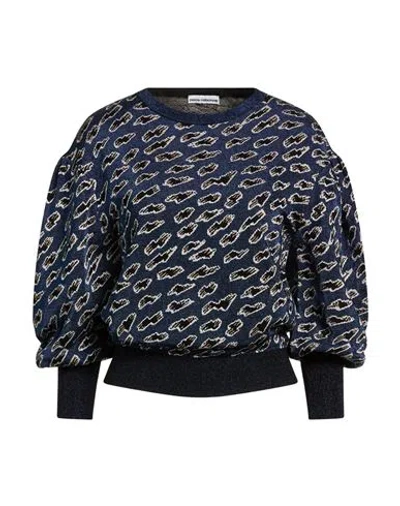 Rabanne Woman Sweater Blue Size M Viscose, Virgin Wool, Polyester, Cupro, Metallic Polyester In Black