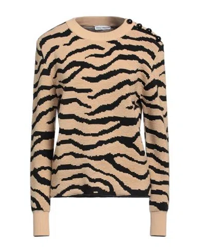 Rabanne Woman Sweater Camel Size L Merino Wool In Beige