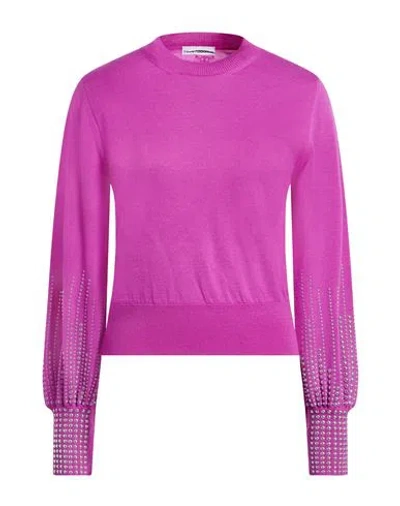 Rabanne Woman Sweater Magenta Size L Wool In Purple
