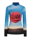 Rabanne Woman T-shirt Azure Size 8 Viscose, Elastane