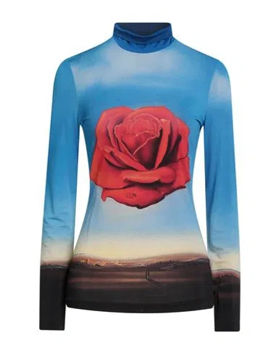 Rabanne Woman T-shirt Azure Size 8 Viscose, Elastane