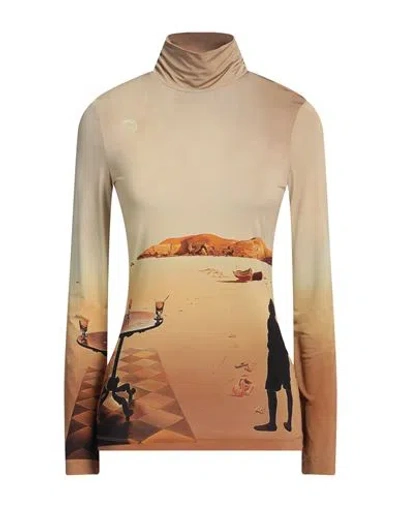 Rabanne Woman T-shirt Beige Size 6 Viscose, Elastane