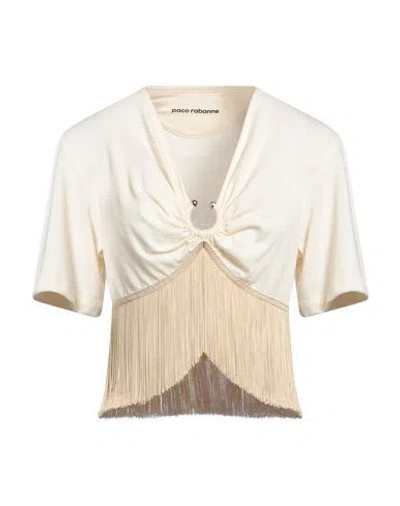 Rabanne Woman T-shirt Beige Size 8 Cotton, Polyester