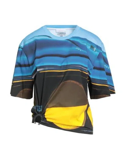 Rabanne Woman T-shirt Blue Size 6 Cotton