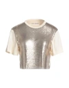 Rabanne Crop Metallic Embellishment Cotton Blend T-shirt In White