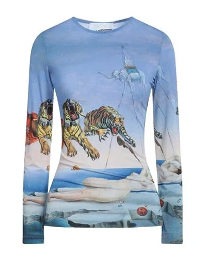 Rabanne Woman T-shirt Light Blue Size 10 Viscose, Elastane
