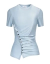 Rabanne Draped Short-sleeve Button Top In Faded Blue In Blue