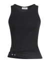 Rabanne Woman Tank Top Black Size 4 Cotton, Elastane