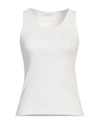 Rabanne Woman Tank Top White Size L Cotton, Elastane