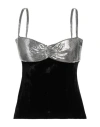 Rabanne Woman Top Black Size 6 Aluminum, Viscose, Polyamide, Elastane In Black