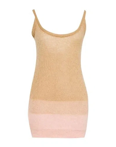 Rabanne Woman Top Camel Size M Mohair Wool, Nylon, Wool In Beige