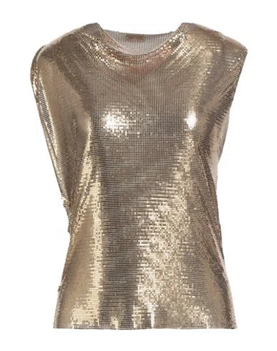 Rabanne Woman Top Gold Size 6 Aluminum
