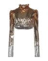 Rabanne Lvr Exclusive Sequined Jersey Crop Top In Gold