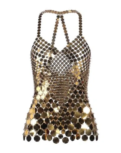 Rabanne Woman Top Gold Size 8 Plastic, Brass