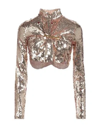 Rabanne Woman Top Gold Size 8 Polyester, Polyamide, Elastane