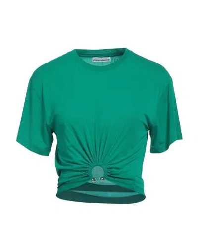 Rabanne Woman Top Green Size 6 Viscose, Elastane