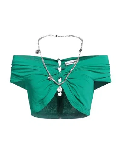 Rabanne Woman Top Green Size 10 Cupro, Elastane