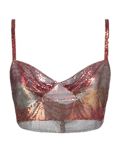 Rabanne Woman Top Orange Size 8 Aluminum