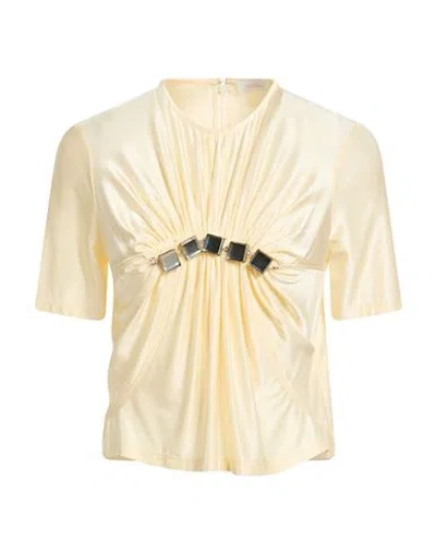 Rabanne Woman Top Pastel Yellow Size 6 Viscose, Elastane