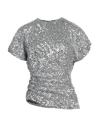 Rabanne Woman Top Silver Size 4 Polyester, Elastane In Silver