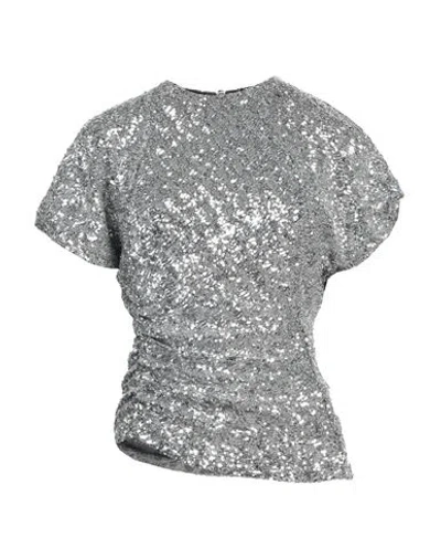 Rabanne Woman Top Silver Size 4 Polyester, Elastane