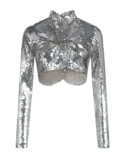 Rabanne Woman Top Silver Size 8 Polyester, Polyamide, Elastane In Metallic