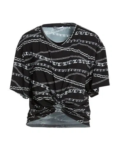 Rabanne Woman T-shirt Black Size 14 Viscose, Elastane