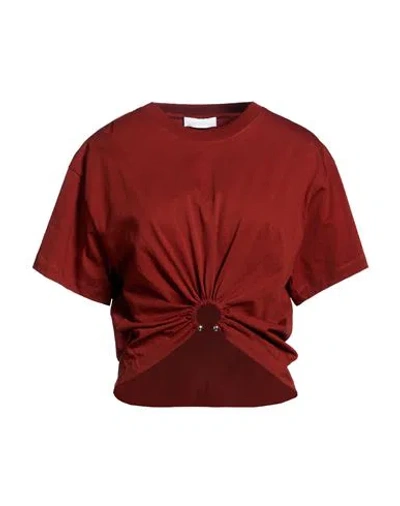Rabanne Woman T-shirt Brick Size 10 Cotton In Red
