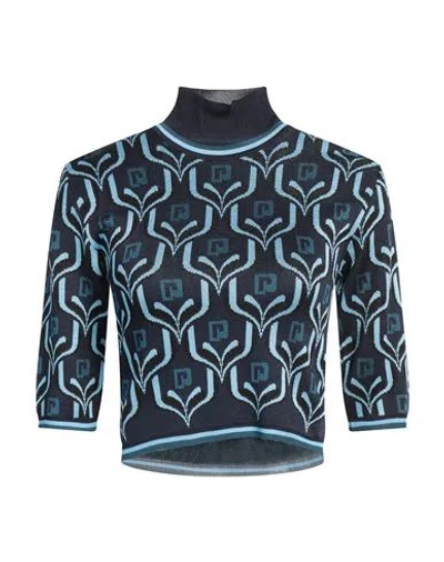Rabanne Woman Turtleneck Navy Blue Size L Viscose