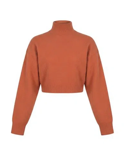 Rabanne Woman Turtleneck Tomato Red Size M Virgin Wool In Brown