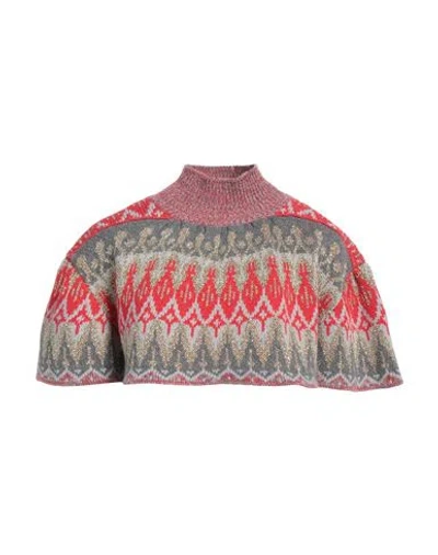 Rabanne Woman Turtleneck Tomato Red Size S Virgin Wool, Polyamide, Metallic Polyester