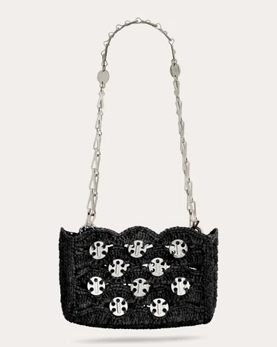 Rabanne Nano 1969 Embroidered Raffia Bag In Black