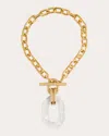 Rabanne Women's Acrylic Xl Link Pendant Necklace In Gold/crystal