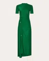 Rabanne Women's Gathered Embellished Jersey Midi Dress In Green
