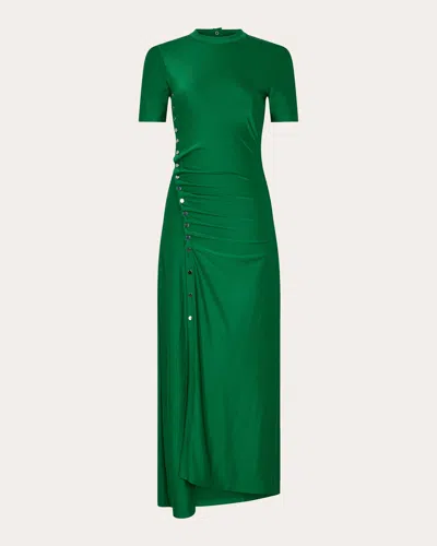 Rabanne Women's Gathered Embellished Jersey Midi Dress In Green