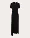 Rabanne Embellished Asymmetric Draped Midi Dress In Black