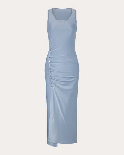 Rabanne Women's Asymmetric Ruched Midi Dress In Blue