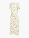 Rabanne Womens Beige Floral-print Gathered Stretch-jersey Midi Dress In Beige
