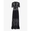 RABANNE RABANNE WOMEN'S BLACK FLORAL-EMBROIDERED STRETCH-LACE MAXI DRESS