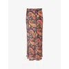 Rabanne Jupe Printed Satin Maxi Skirt In Cachemire Navy