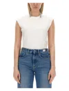 Rabanne Fitted Cotton T-shirt With Structured Sleeves In White