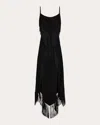 Rabanne Women's Crepe Fringe Cowl Neck Midi Dress In Black