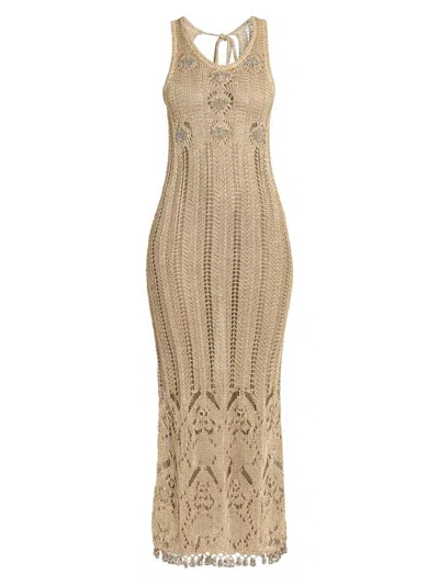 Rabanne Women's Crochet Slim-fit Maxi Dress In Brown